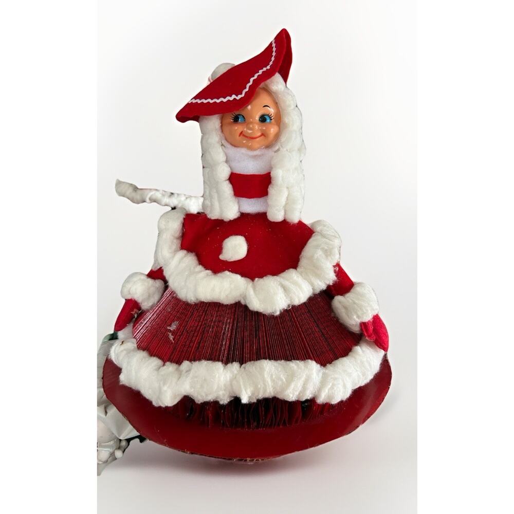 Kitschy 16” Mrs. Claus Handmade Folded Book Pages Retro Christmas 1960s Holiday
